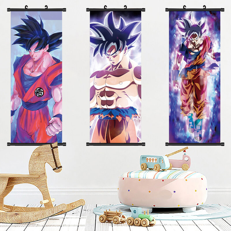 Figura de Dragon Ball Z de Anime de 40x102CM, Son Goku Super Saiyan, pintura colgante de desplazamiento, decoración del hogar, lienzo artístico, póster de pared, regalos para fanáticos