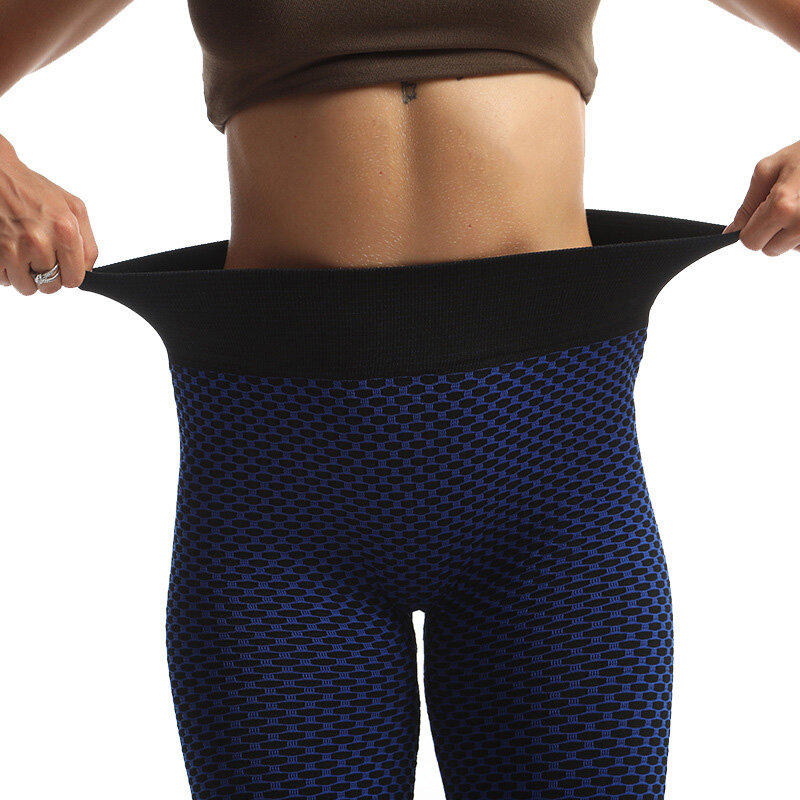 VISNXGI Celana Yoga Ketat Grid Legging Wanita Pinggang Tinggi Mulus Pakaian Push Up Fitness Gym Sejuk Capris Latihan Mid-Calf