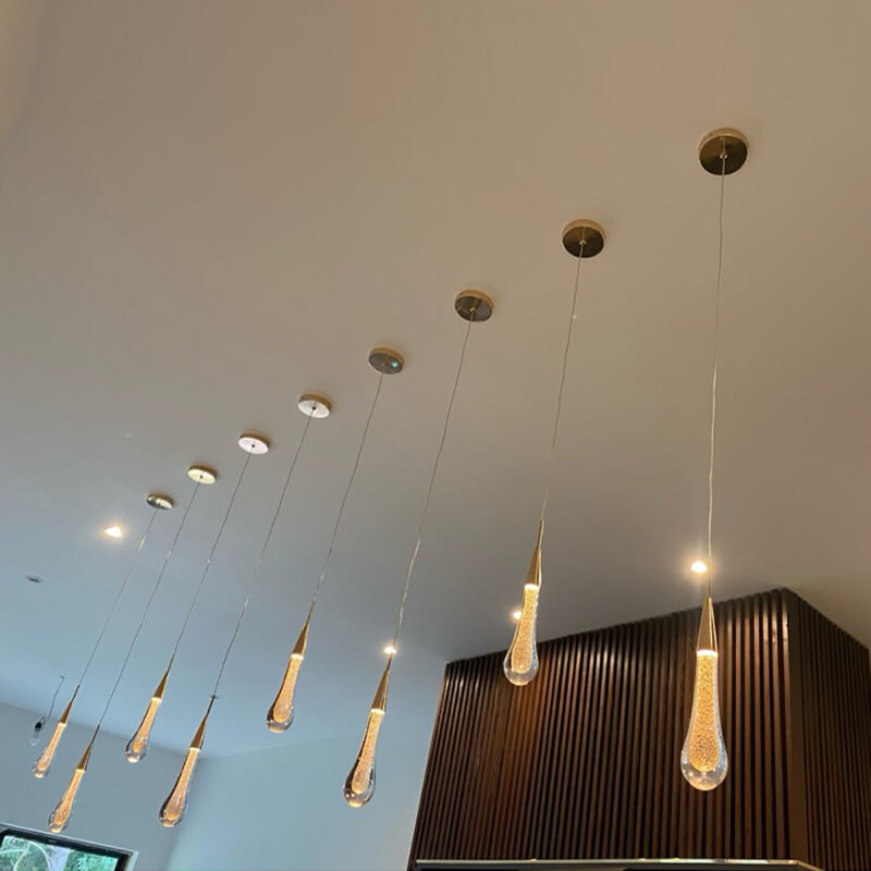 Aanpasbare Post-Moderne Kristallen Glas Led Hanglampen Hanglamp Drop Licht Restaurant Bar Hanglamp Trap Lampen