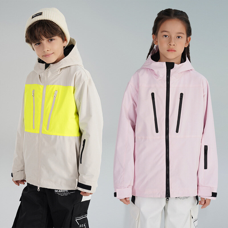 SEARIPE-Casacos de esqui para crianças, roupa impermeável, corta-vento, roupa térmica, casaco de neve, equipamento exterior, meninos e meninas, inverno
