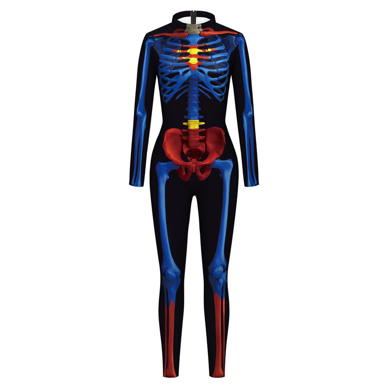 FCCEXIO-Disfraz de esqueleto con estampado 3D de Hero Bones para hombre y mujer, mono Sexy para adultos, fiesta de carnaval, Halloween