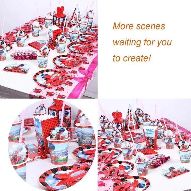 Tikki de style rose, fournitures de fête d'anniversaire pour enfants, ensemble de vaisselle jetable, tasse d'assiette en papier, décor de fête prénatale