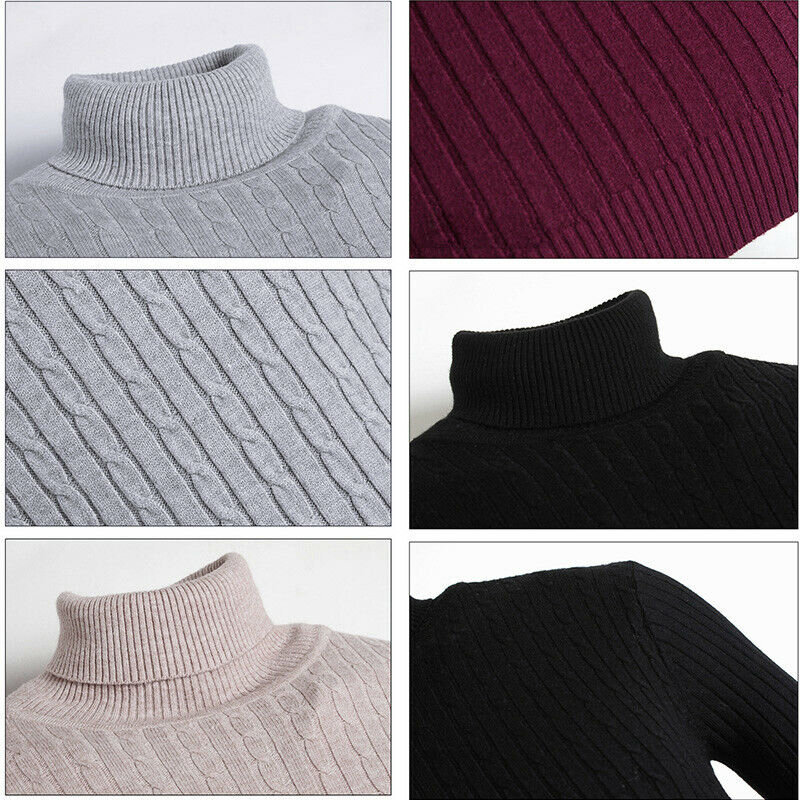 Suéteres Jacquard de cuello alto para hombre, Jersey deportivo de manga larga, cálido, Color sólido, tejido, ropa de Año Nuevo, invierno, novedad