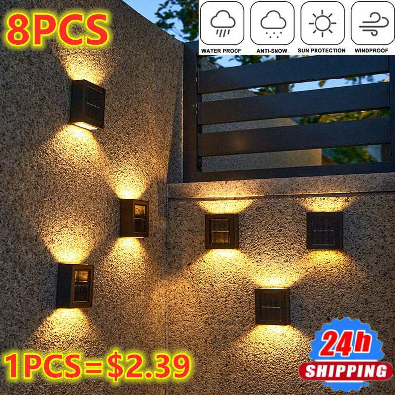 스마트 태양광 LED 야외 방수 조명, 상하 야광 정원 장식 계단 울타리 햇빛 램프