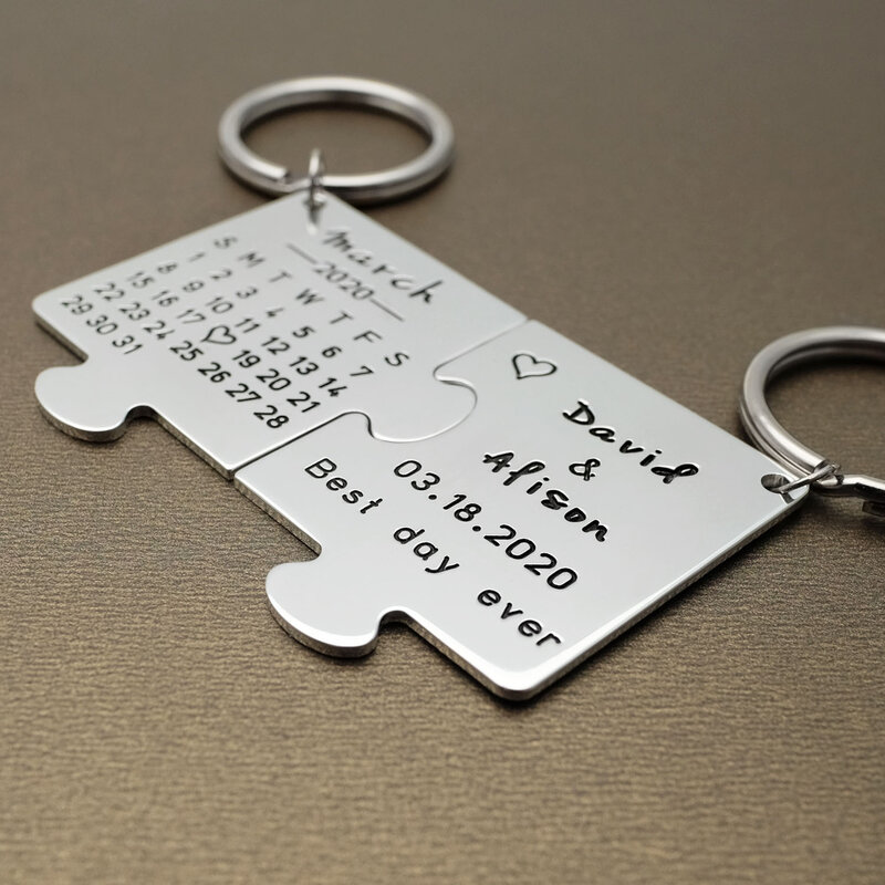 2 قطعة سلسلة المفاتيح شخصية للزوجين مخصصة لغز مفتاح سلسلة هدايا للزوج زوجة أفضل صديق هدية عيد الحب