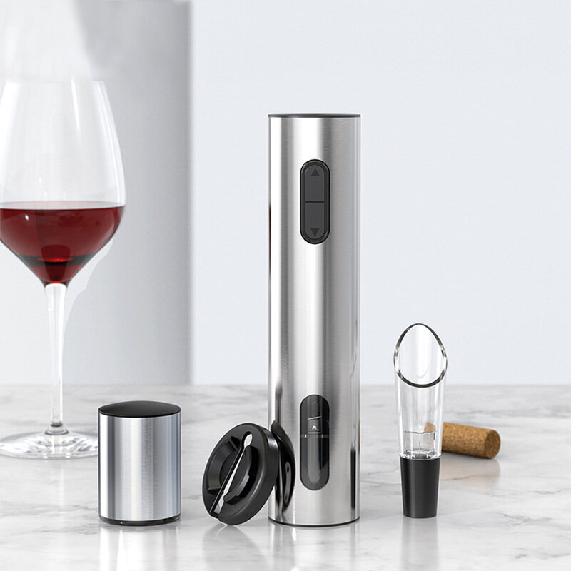 Pembuka Botol Anggur Elektrik Set Hadiah Pembuka Botol Otomatis Dapat Diisi Ulang Kit Penghilang Gabus Bertenaga Alat Dapur Pembuka Kaleng