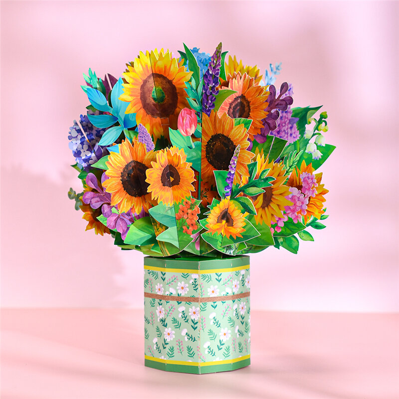 3D Pop Up Voiture De Fleur Fleuriste Cartes Joyeux Anniversaire Anniversaire Invitations