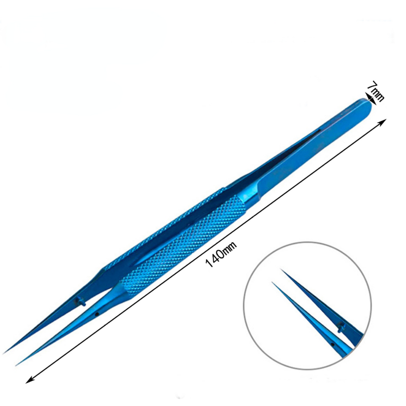 1 Pcs Blue Flying Line Ultra Thin Slim Sharp Tweezers Stainless Steel Straight Tip Hardened Electronics Components Repair Tools