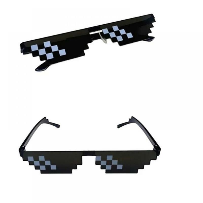 Thug Life-gafas de sol de mosaico para hombre y mujer, lentes de sol de 8 bits con codificación de píxeles, a la moda, divertidas, Vintage