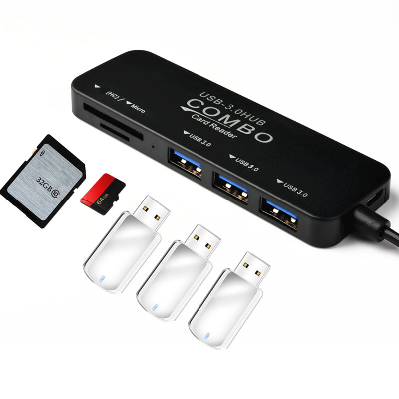 Bộ Chuyển Đổi OTG USB 3.0 Bộ Chia Cực HUB USB C Loại C 3 + 2 Cổng Đọc Thẻ TF slim Dữ Liệu Hub Ổ USB Flash