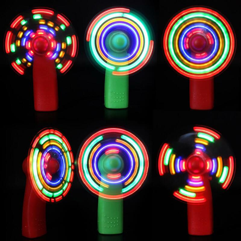 สีสันเรืองแสง Mini พัดลม Windmill ของเล่นสะท้อนแสงพัดลมของเล่นเด็กของขวัญพัดลมมือถือเล็ก LED Light Party Props ของเล่น