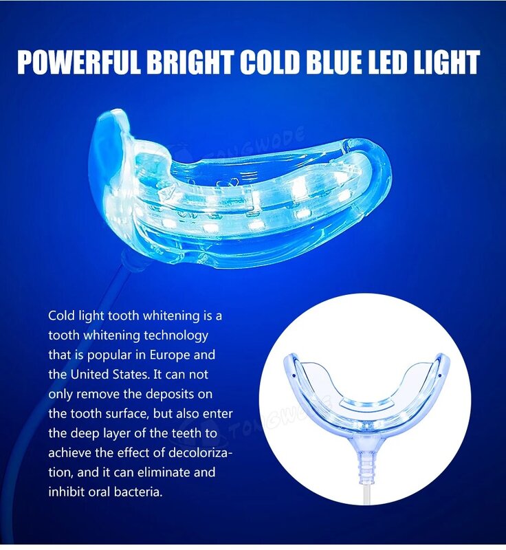 Dziesięć sztuk wybielająca lampka LED z funkcją czasomierza z wtyczką USB usuwa sprzęt do opieka stomatologiczna kamienia nazębnego