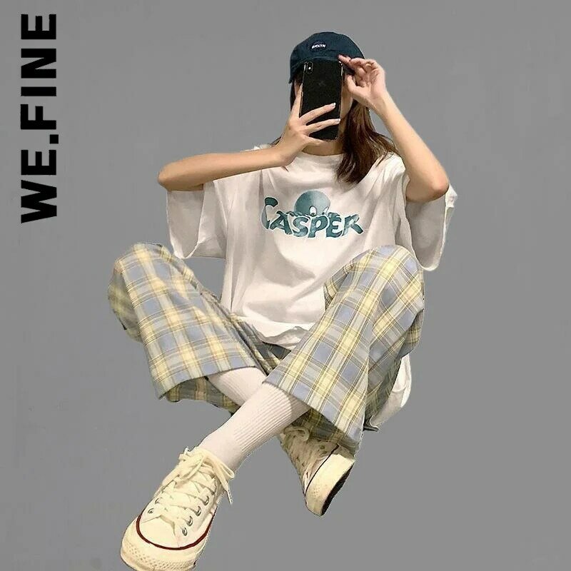 We.Fine – pantalon à carreaux pour femmes, Harajuku, coréen, Chic, jambes Slim, offre spéciale, nouvelle collection