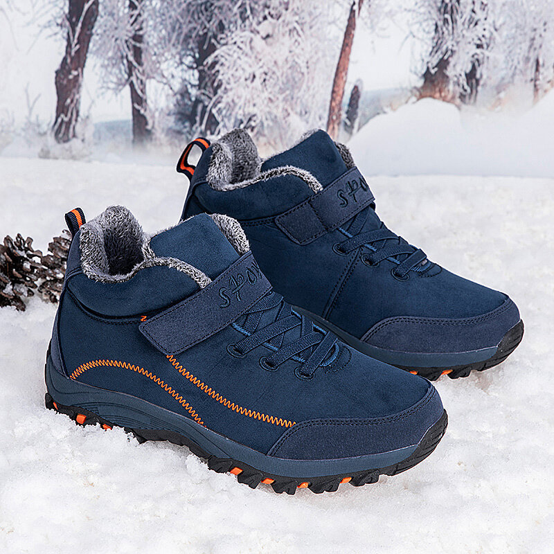 Waterproof Winter Men Boots Suede Warm Snow Boots Men's Work Casual Shoes High Top Anti-skid Ankle Boot Winter Trainers Big Size