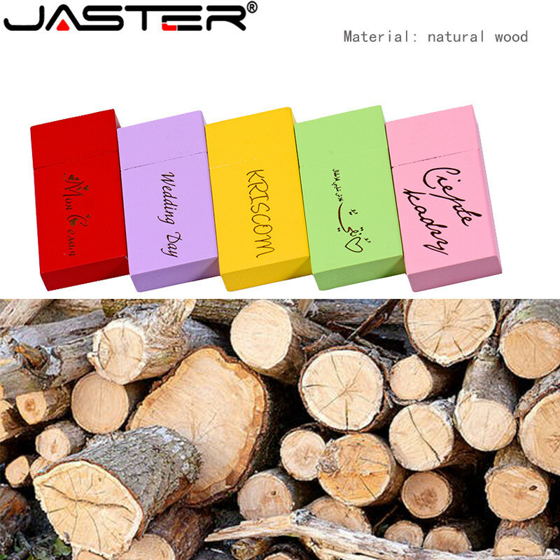 Флэш-накопитель JASTER Деревянный Цветной, USB 2,0, 64 ГБ, 16 ГБ, 32 ГБ