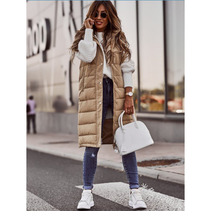 Manteau à Capuche Long et Rembourré en Coton pour Femme, Vêtement Classique, Nouvelle Collection Hiver 2022