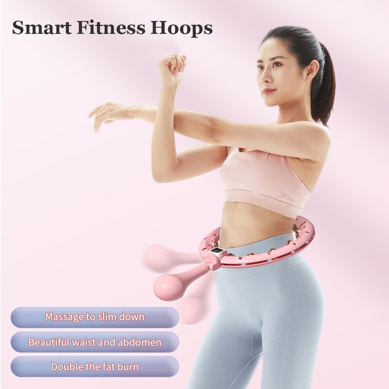 TEZEWA Detachable Smart Slimming Hoops Fitness Weighted Hoola Hoop Lose Weight Pink Blue Electronic Counting Hoop Fit For Kids