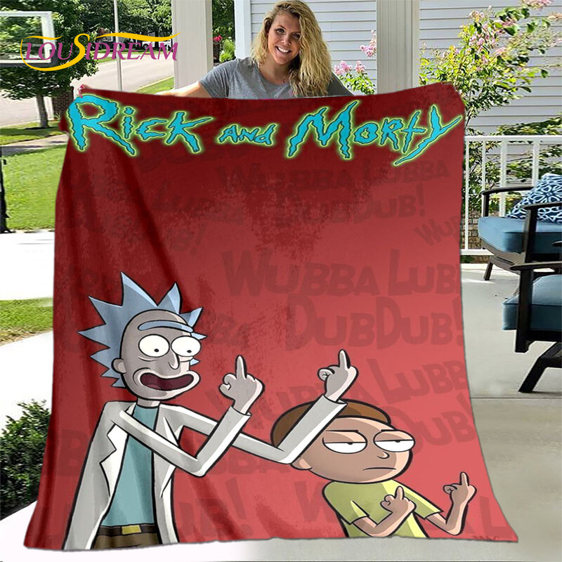 Couverture de Rick de dessin animé, couverture de flanelle douce à jeter, couverture Sherpa chaude pour enfants pour la chambre à coucher, les lits, le canapé ou les cadeaux