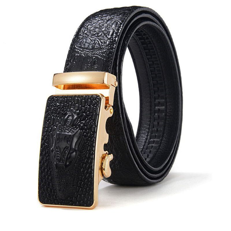 2022 New genuine leather men's belt cowhide strap for male automatic buckle belts for men alloy New Arrival buckle black belts