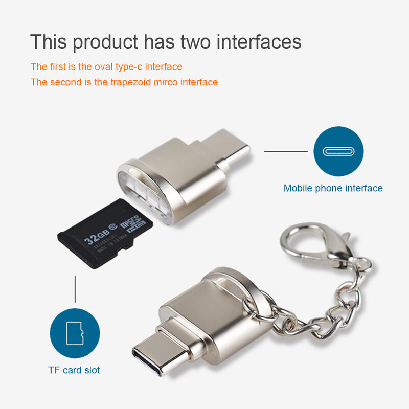 Metalowy czytnik Mini kart typu C Micro SD karta pamięci TF czytnik Adapter OTG USB 3.1 czytnik kart Micro Sd na telefon