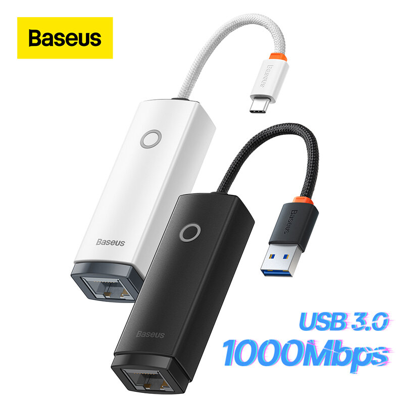 Baseus Adapter sieci Ethernet USB 3.0/typ C do portu LAN RJ45 1000/100 mb/s karta sieciowa USB RJ45 do laptopa PC Mi Box
