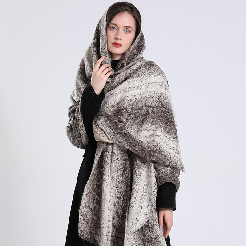تصميم ليوبارد طباعة الشتاء وشاح للنساء سيدة شالات و يلتف الكشمير والأوشحة الباشمينا Bufanda فولارد سميكة بطانية