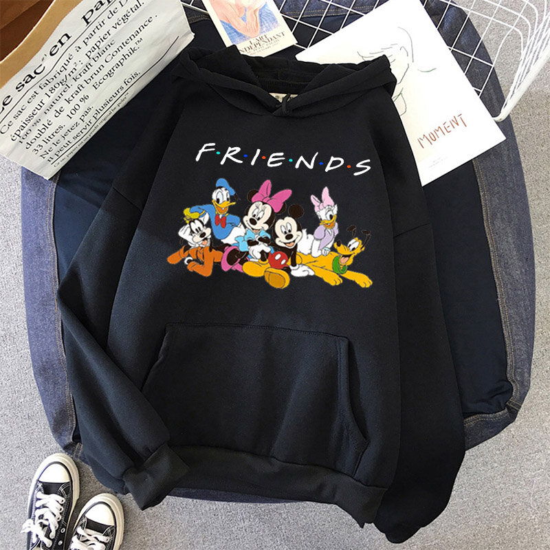 Disney Mickey Mouse Friends การ์ตูน Hoodies Goofy ผ้าฝ้ายเสื้อผ้า Hoodie Harajuku เสื้อผ้า Hoodies เสื้อผ้าสตรีสีชมพู