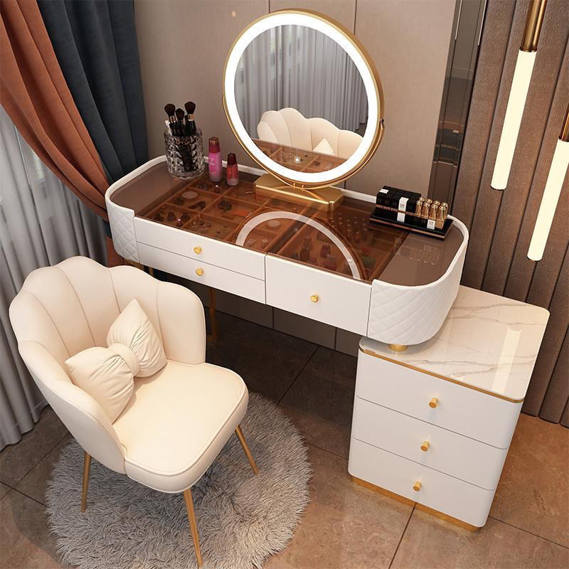 Tocador de maquillaje nórdico con espejo, tocador para dormitorio, luz de lujo, escritorio, muebles de dormitorio