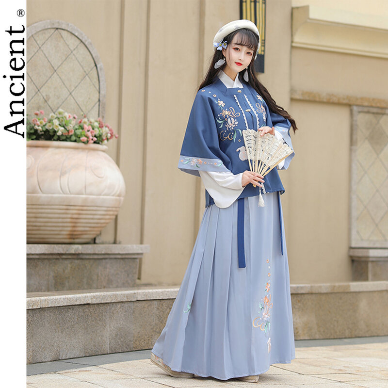Gaya Cina Hanfu Pakaian Tradisional Kostum Tari Nasional Cosplay Tren Dinasti Tang Peri Gaun Putri Perbaikan