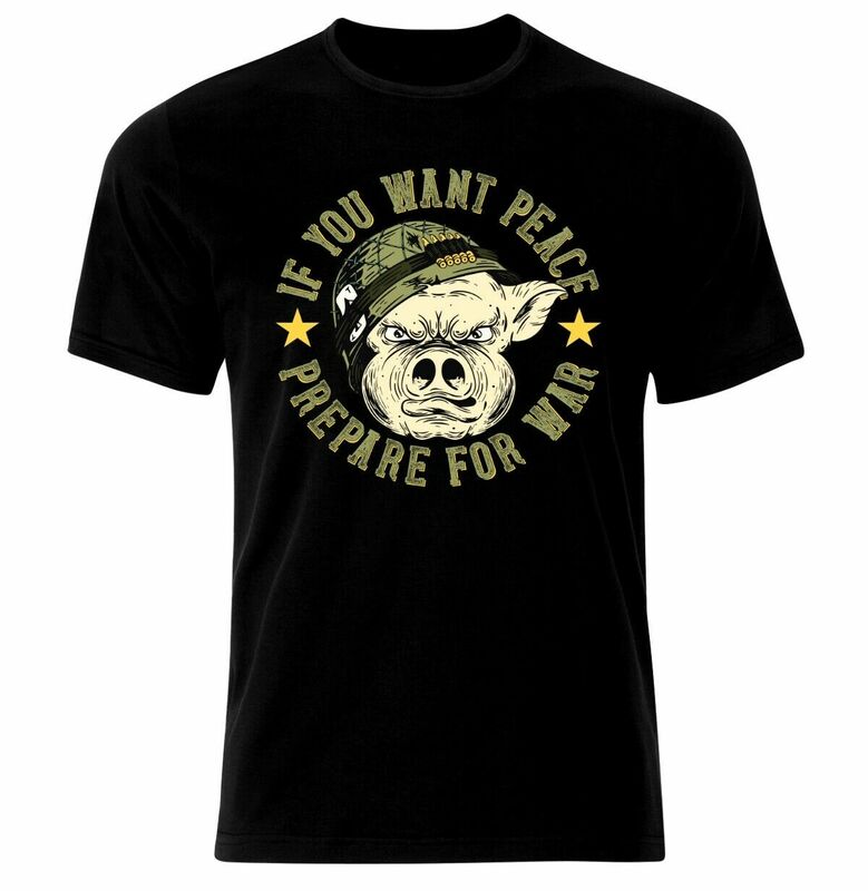 Wojskowy świnia żołnierz zabawna koszulka wojskowa męska 100% bawełna Casual t-shirty luźny Top nowość