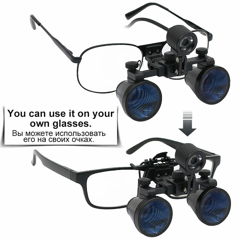 Ultra-lightweight Dental Loupes 2.5X 3.5X Dental Binocular Magnifier with 3W LED Headlight Rechargeable Lithium Battery
