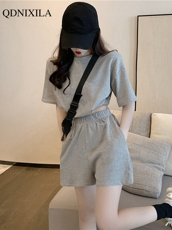 2022 Summer Fashion Casual Women's Shorts Sets Sport Short-sleeved T-shirt and Wide-leg Shorts 2 Piece Set Tracksuits Outfits
