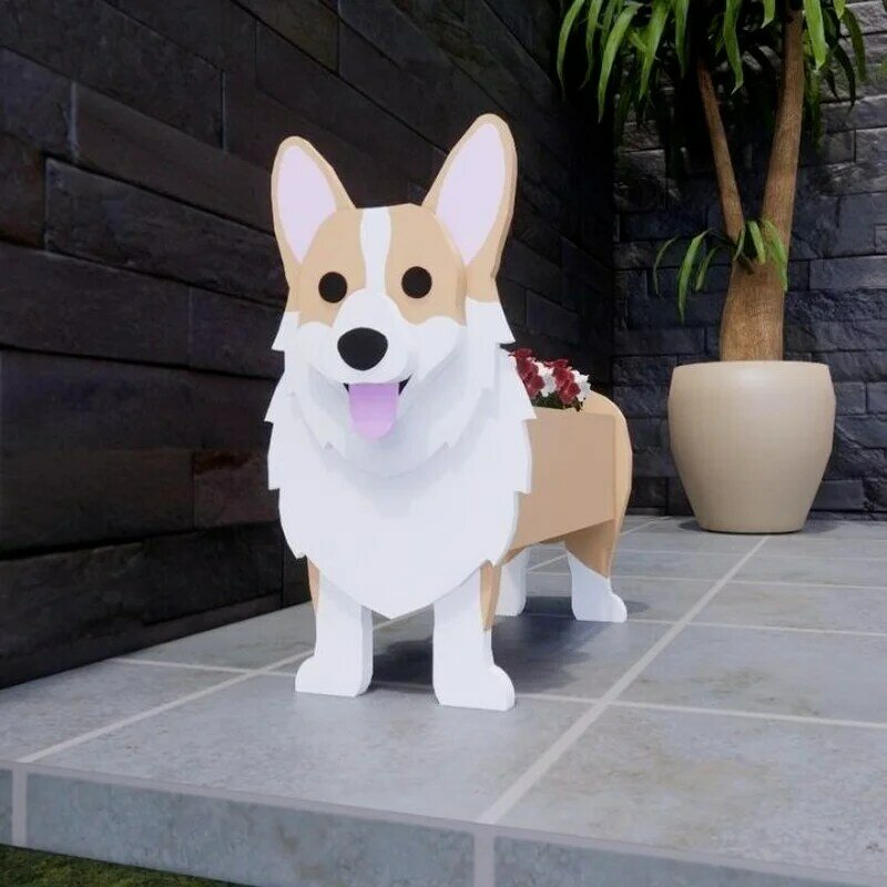Corgi Pot Pot Tanaman Anjing Lucu Pot Tanaman Berbentuk Hewan Kartun Pot Bunga untuk Dekorasi Taman Kantor Hadiah Dekorasi Rumah