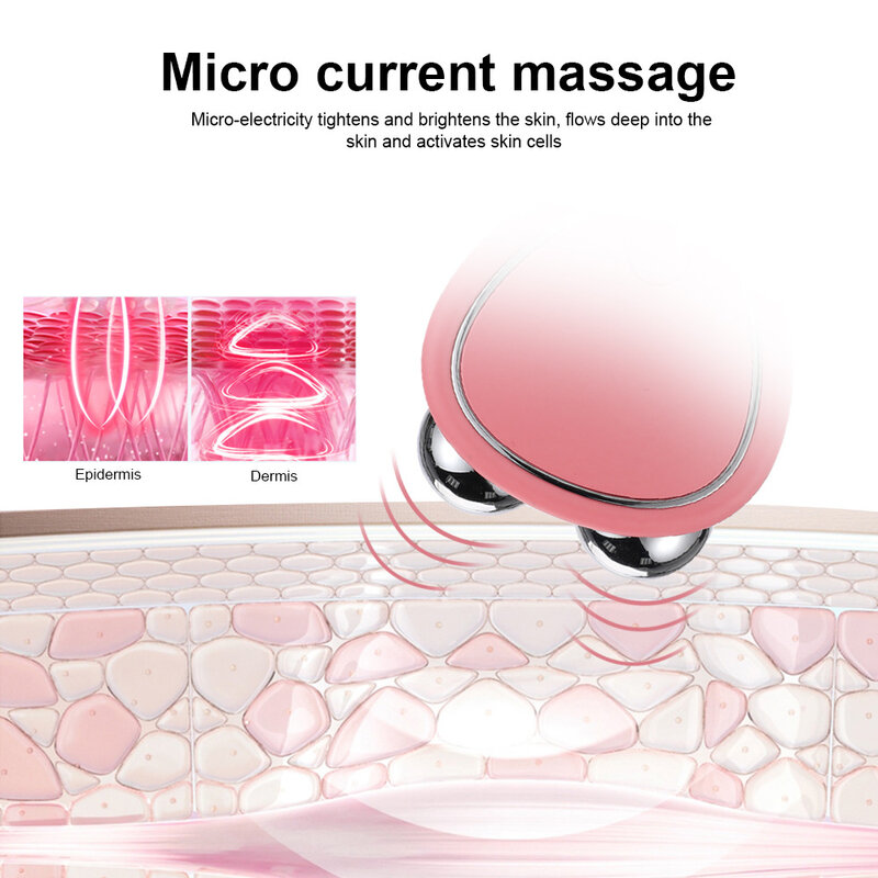 Micro-Current Face Massager strumento di bellezza Lifting rassodante strumento di massaggio a doppio rullo dispositivo dimagrante brucia grassi