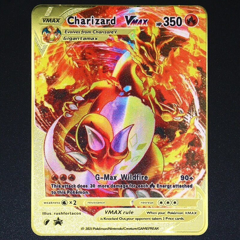 New Anime Pikachu Charizard Pokemon Metal Cards GX EX Vmax Birthday Gift Limited Edition Hobbies Collection Cards Toys