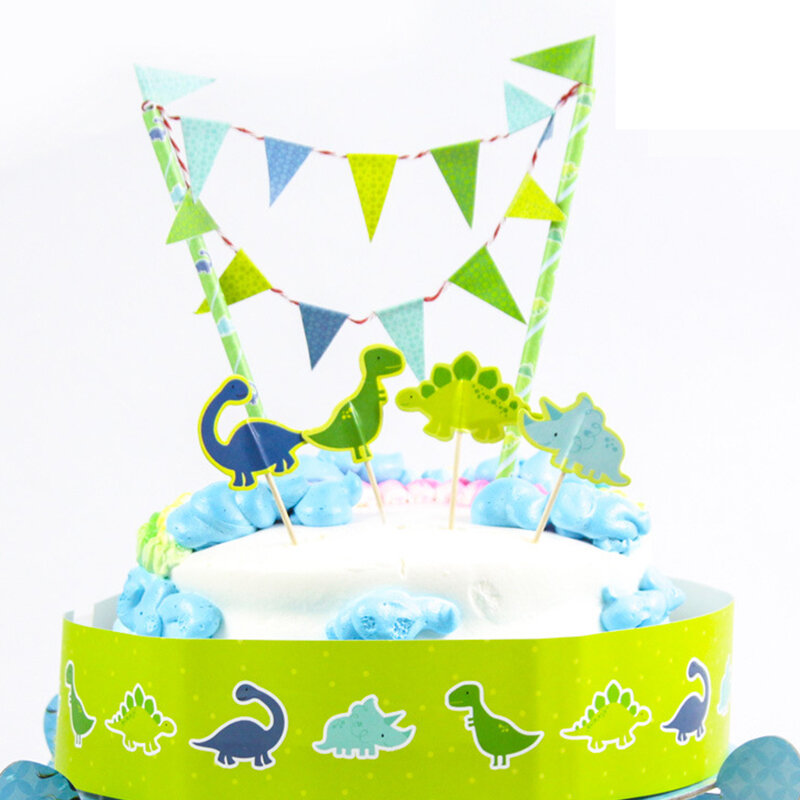 Dunia dinosaurus hiasan kue ulang tahun Toppers kue Selamat hutan Dino perlengkapan pesta ulang tahun untuk anak-anak laki-laki perempuan Baby Shower