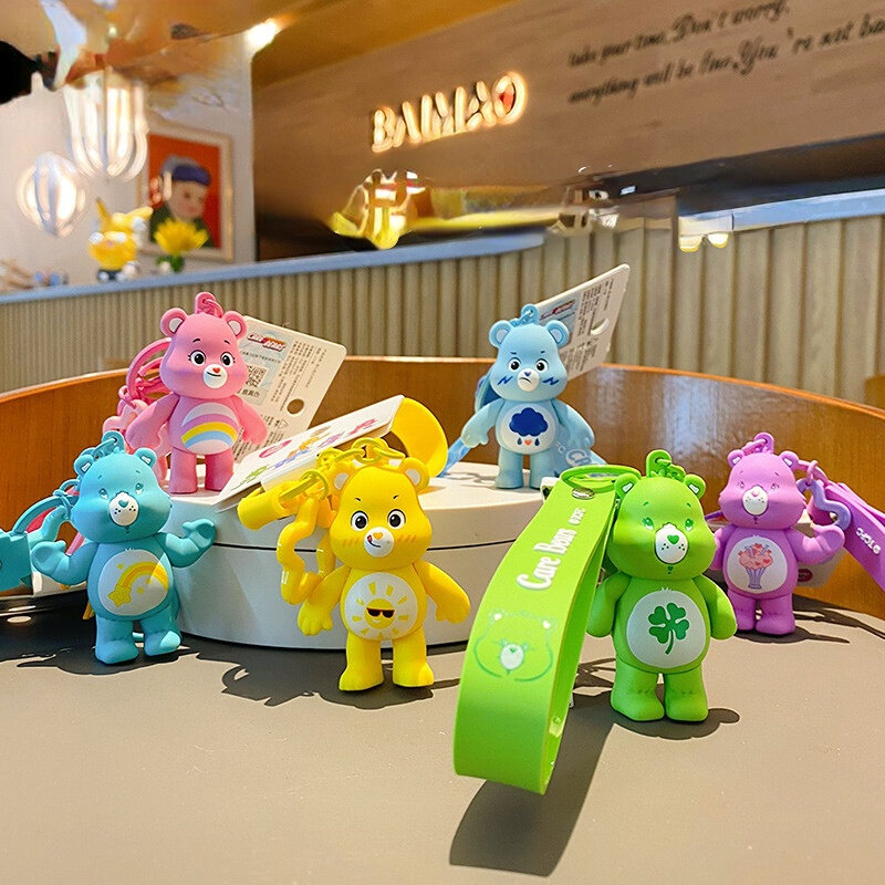 Anime Kawaii Umliegenden Pflege Bär Keychain Anhänger Nette Tasche Paar Anhänger Geschenk Spielzeug Regenbogen Bär