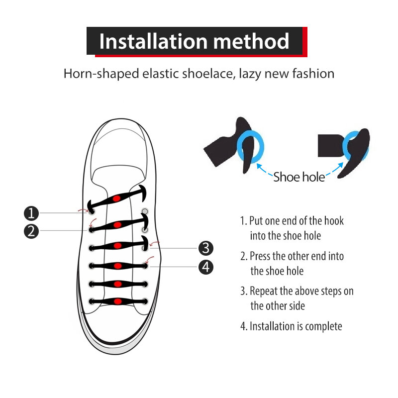 12pcs/lot Elastic Silicone Shoe Lace Safety No Tie Sneaker Shoelaces for Kids Adults Lacing Round Shoestrings Shoes Accessories
