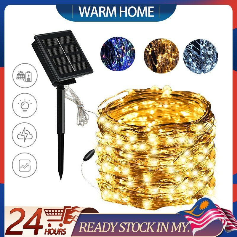 Solar String Light 12M 33Ft 100 LED Outdoor Decoration Copper Wire Light Strip Fairy Lamp Xmas Party Wedding SL006