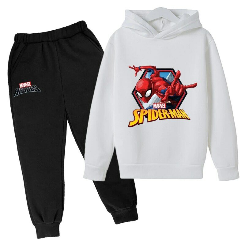 Marvel-chándal de Spiderman para niños y niñas, conjunto de Sudadera con capucha y pantalones de superhéroe, Conjunto de sudadera para niños
