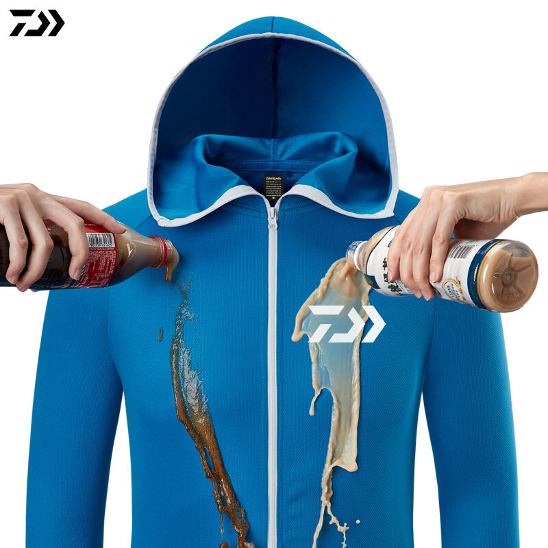 Daiwa-Chaqueta de pesca de manga larga impermeable para hombre, camiseta de pesca, camisa, ropa de pesca, transpirable, de secado rápido