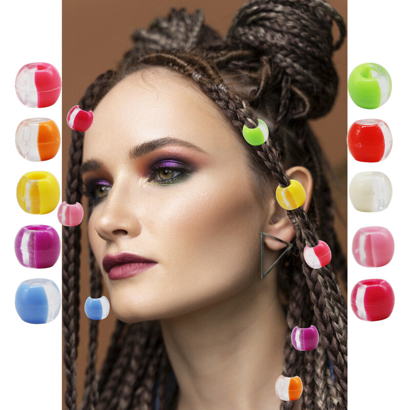 75pcs crochet braids acrylic round hair braid dread dreadlock beads rings tube for kids girls women hair accessories