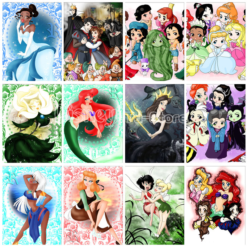 Pintura de diamantes 5d Diy, cuadro de dibujos animados de Disney, princesa sirena, mosaico de diamantes, imagen de demonio, bordado, punto de cruz, decoración de la habitación