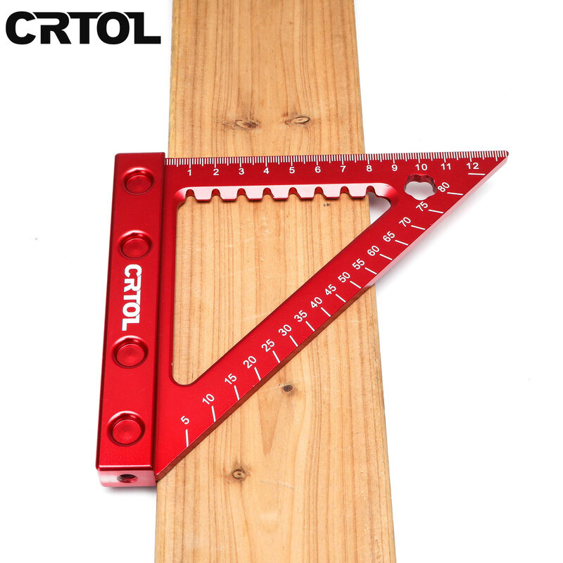 Crtol 6-inch 90 graus métrica ângulo régua da liga de alumínio carpinteiro praça triângulo régua diy ferramenta para trabalhar madeira