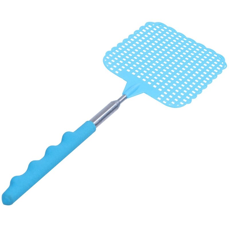 2X Flyswatter Fly Tapper Mosquito Insects Swatter Telescopic Up To 73 Cm Blue