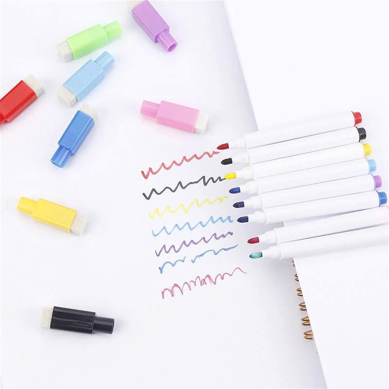 5/8Pcs/lot Colorful Black School Classroom Supplies Whiteboard Pen Markers Dry Eraser Pages Children's Drawing Pen