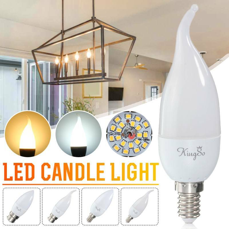 KINGSO-bombilla LED E14 B22, lámpara de interior, luz blanca fría y cálida, 3W, AC220V, candelabro de decoración del hogar