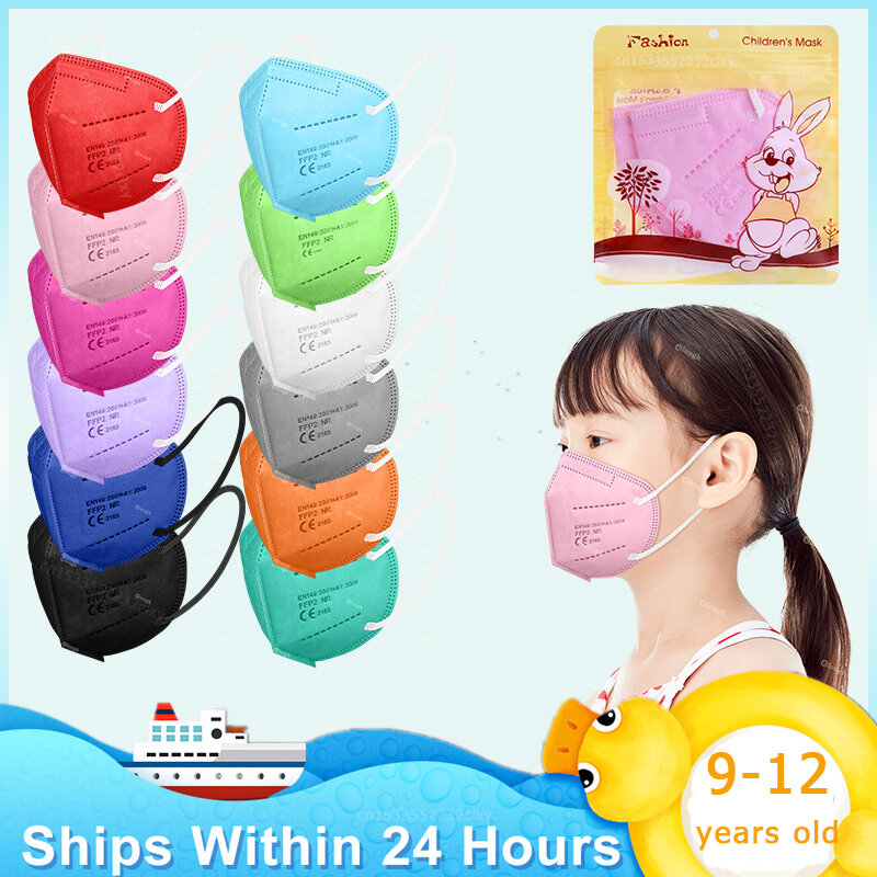 Mascarillas FFP2 KN95 para Niños y niñas, máscara protectora de 5 capas, FPP 2, 9-12