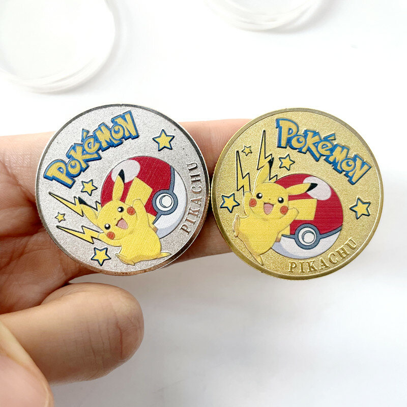 Baru Pokemon Monety Logam Srebrny Meptwo Monety Anime Pamiątkowa Moneta Charizard Pikachu Karty Pokemon Okrągłe Metalowe Monety