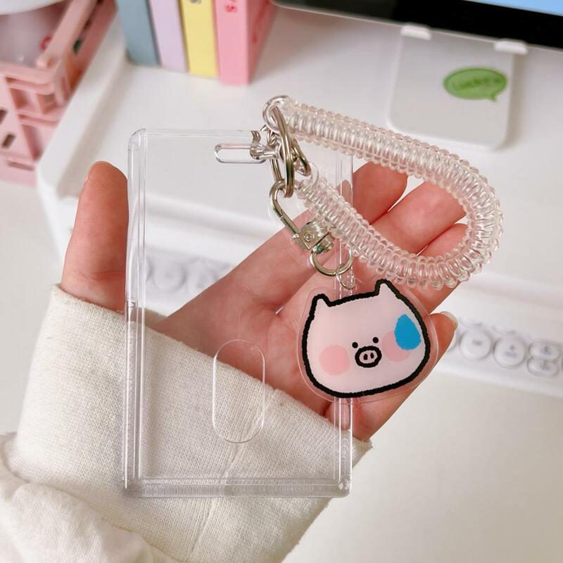 Portable  Useful Cat Duck Dog Card Cover Compact Card Holder Cartoon Pendant   Student Supplies